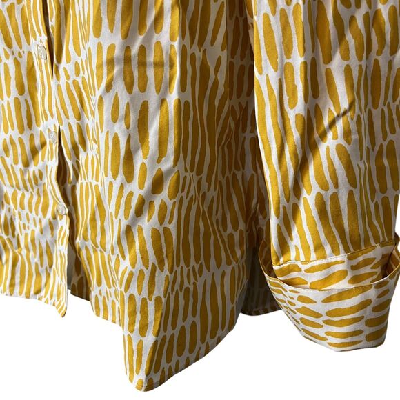 Chicos Womens Button Down Long Sleeve Mustard French Cuff Shirt Top Stretch 2 12 - Picture 8 of 16